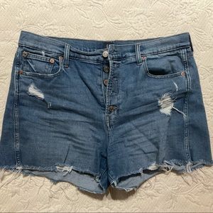 Button fly denim shorts
